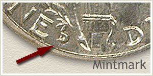 1935 Dime D Mintmark Location