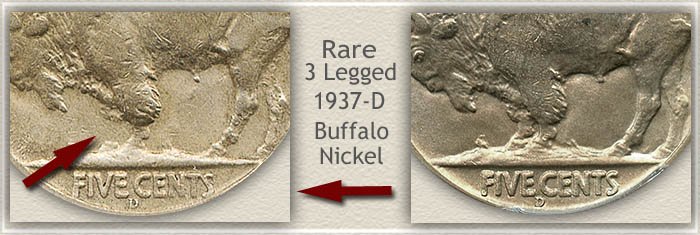 1937-D 3 Legged Buffalo Nickel