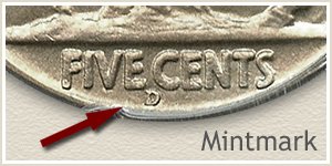 1937 Nickel D Mintmark Location