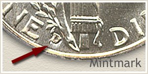 1938 Dime D Mintmark Location