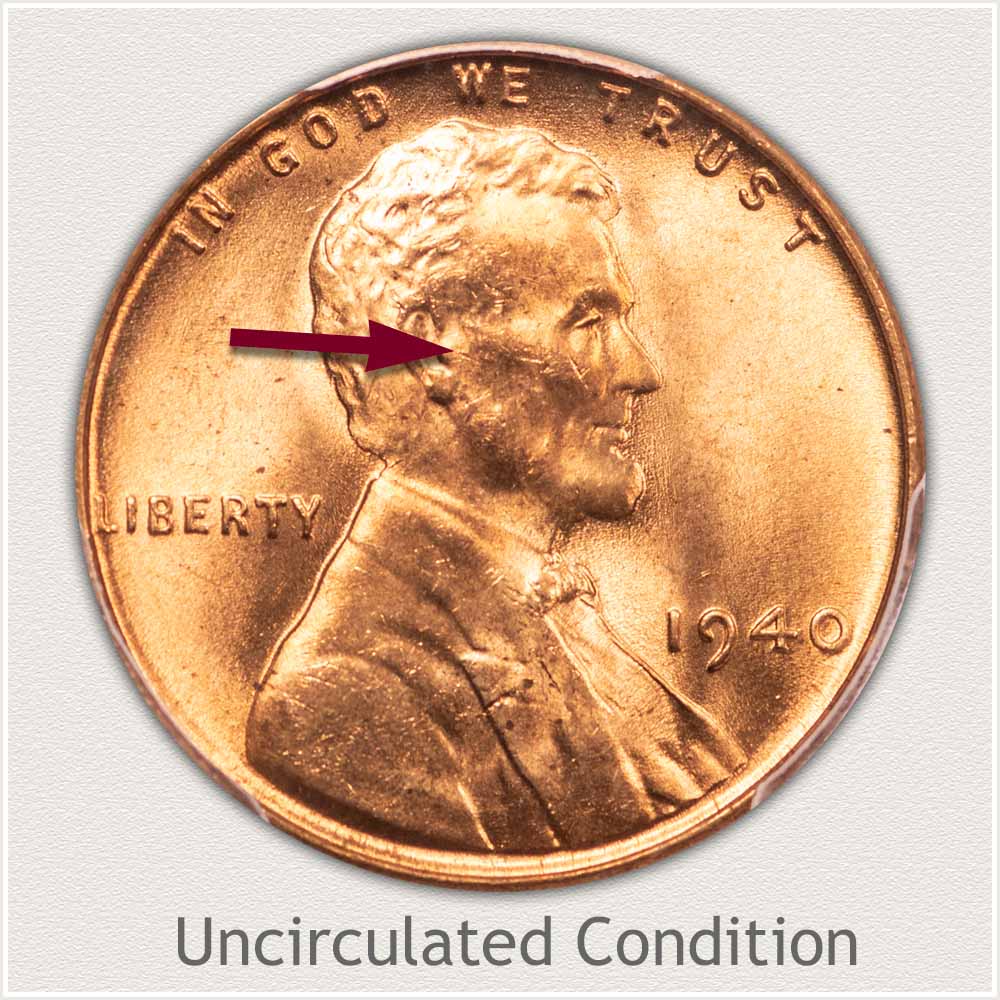 Uncirculated Grade 1940 Lincoln Penny