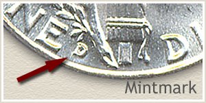 1942 Dime D Mintmark Location