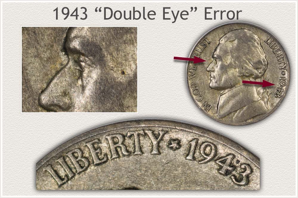 1943 Double Eye Error Jefferson Nickel