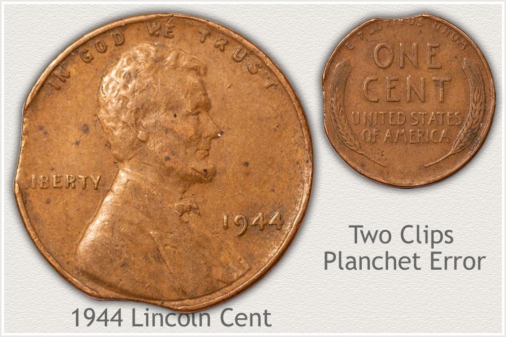 1944 Lincoln Cent Clipped Planchet Error