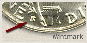 1945 Dime S Mintmark Location