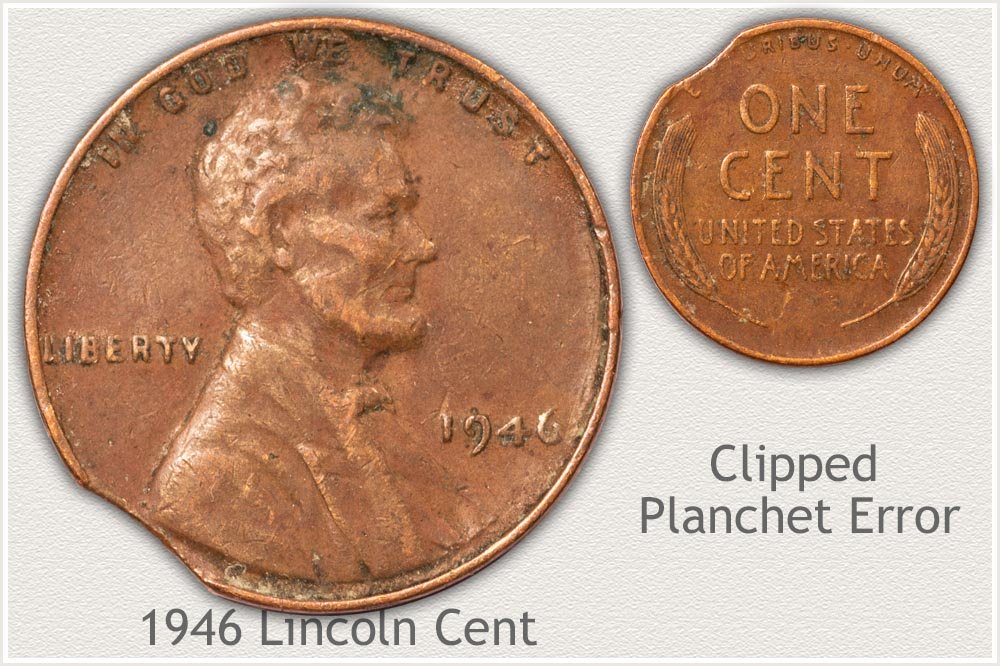 1946 Penny Error with a Clipped Planchet