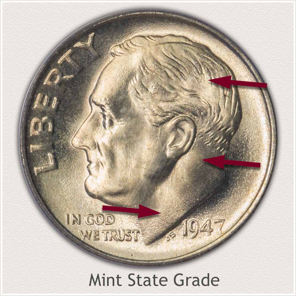 1947 Roosevelt Dime Mint State Grade