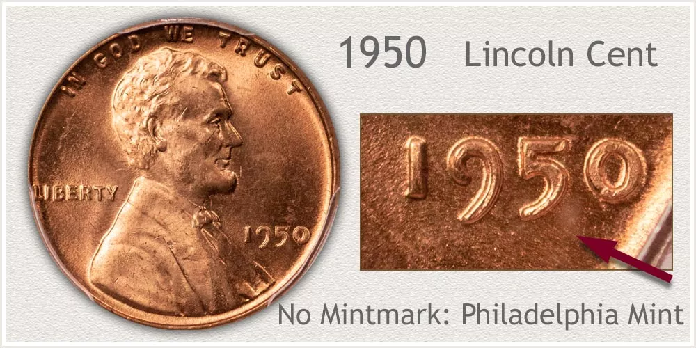 1950 Lincoln Penny | No Mintmark Identifies Variety 1950 Lincoln Penny