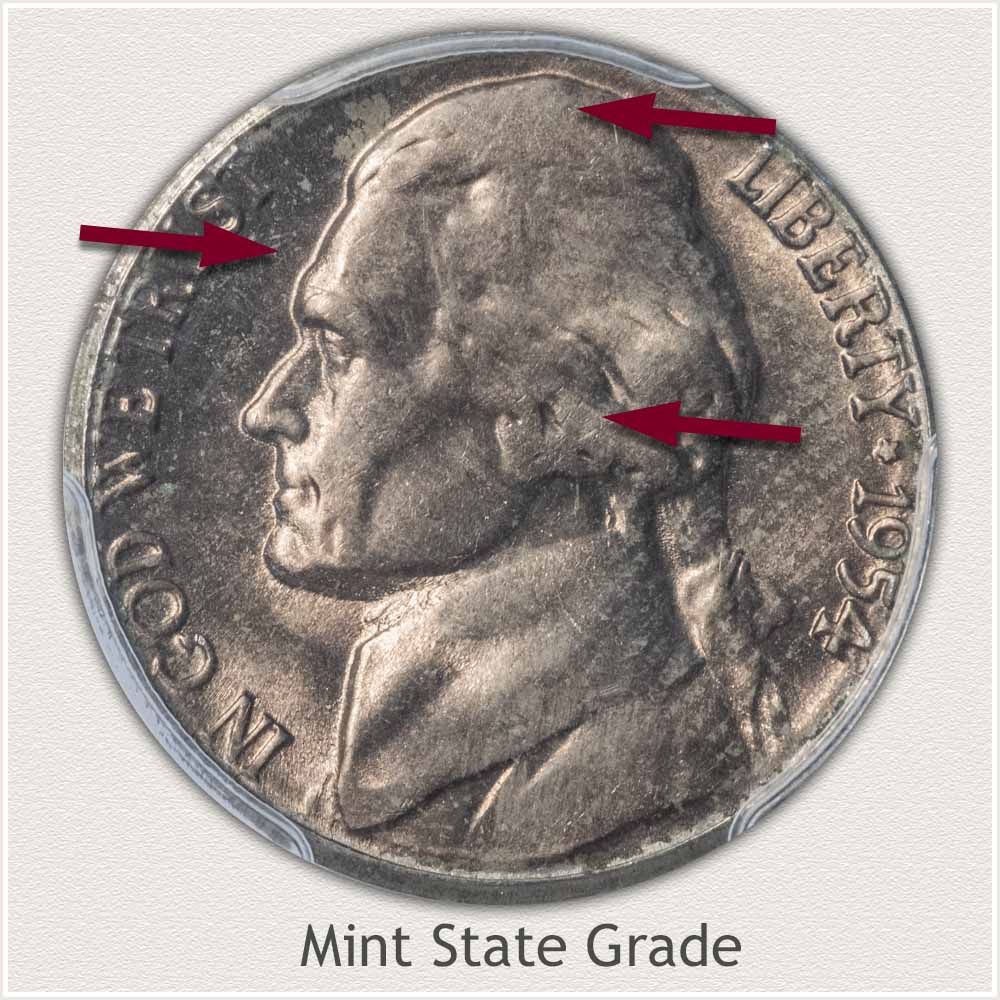 1954 Jefferson Nickel Mint State Grade