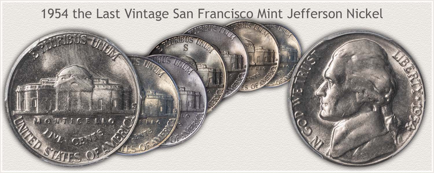 1954 San Francisco Mint Jefferson Nickel