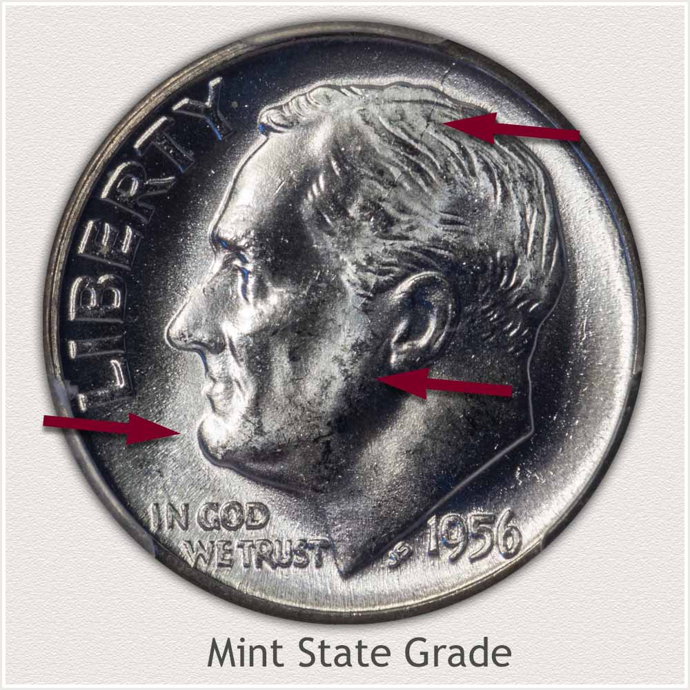 1956 Roosevelt Dime Mint State Grade