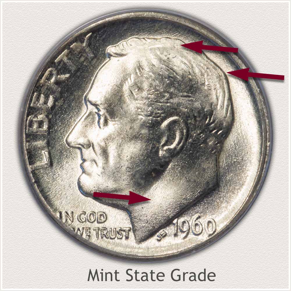 1960 Roosevelt Dime Mint State Grade