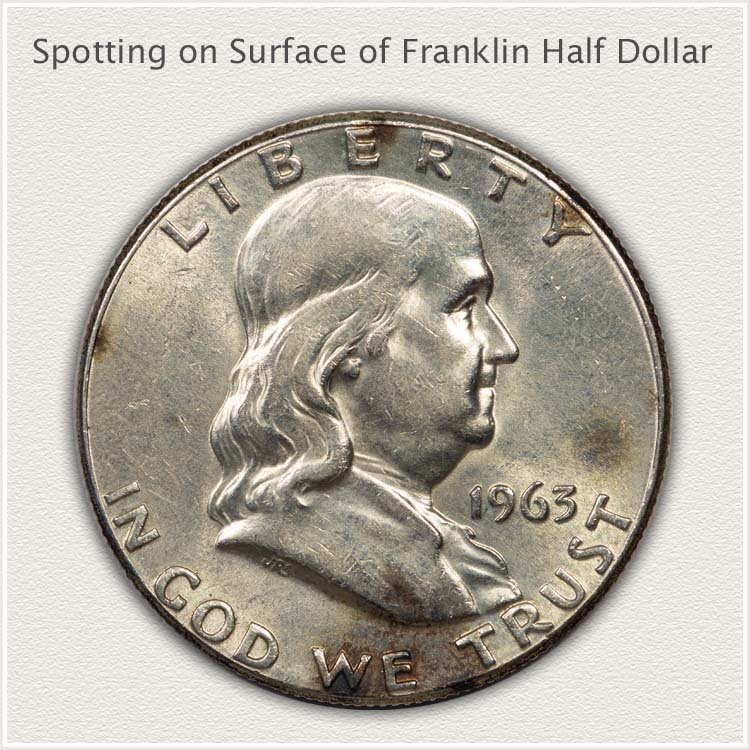 1963 Franklin Half Dollar with Discoloration