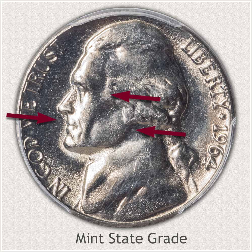 1964 Jefferson Nickel Mint State Grade