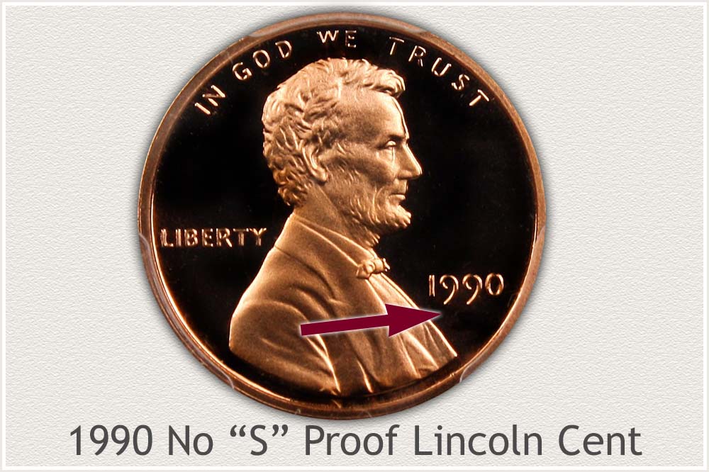 Proof 1990 No S Lincoln Cent