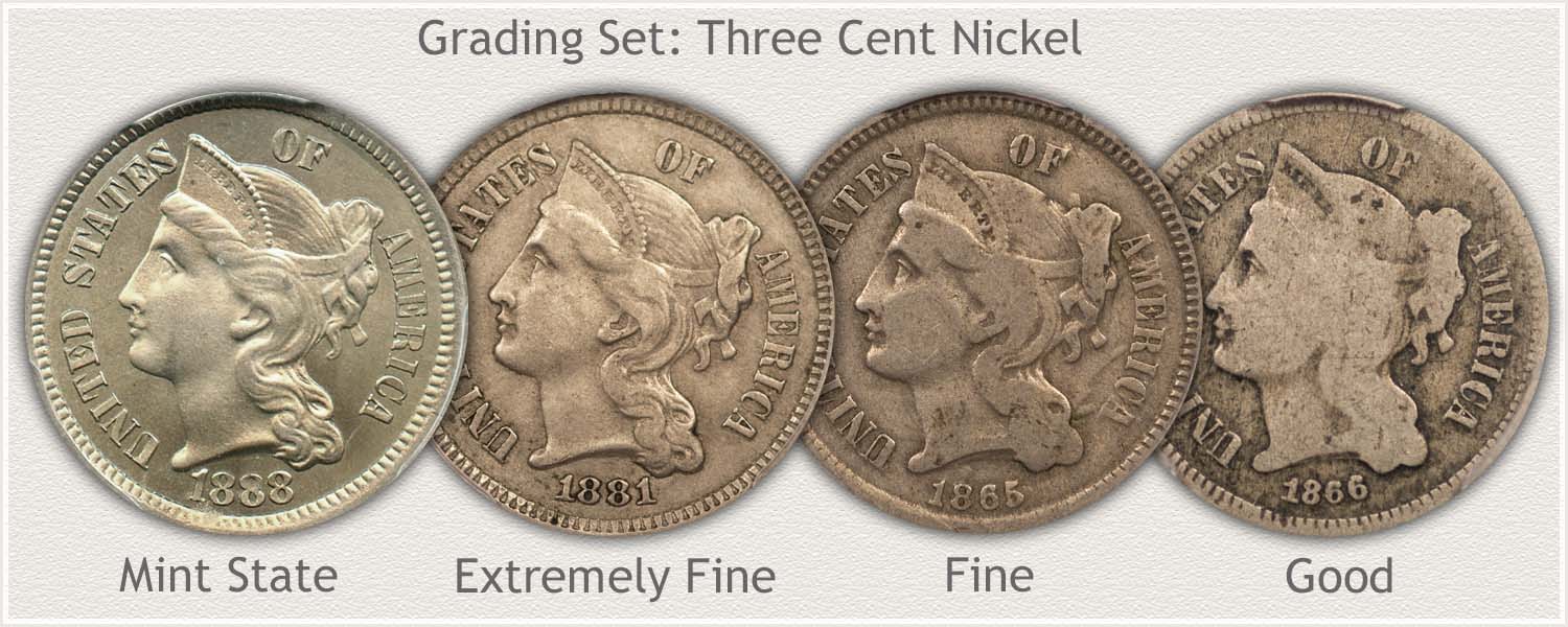 Grade Set Three Cent Nickels 