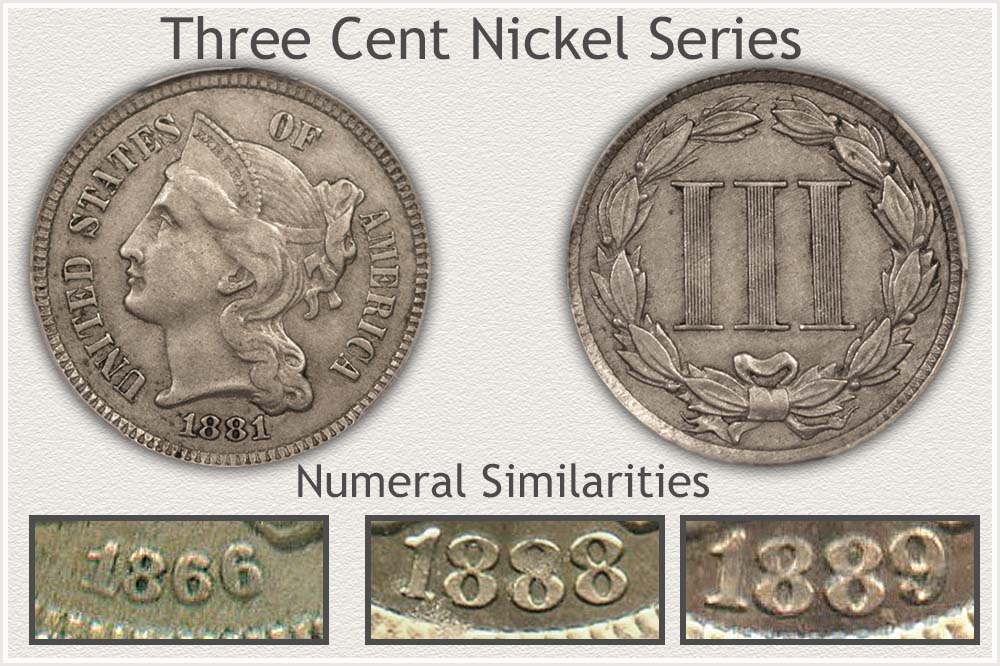 Obverse and Reverse Image of a Three Cent Nickel