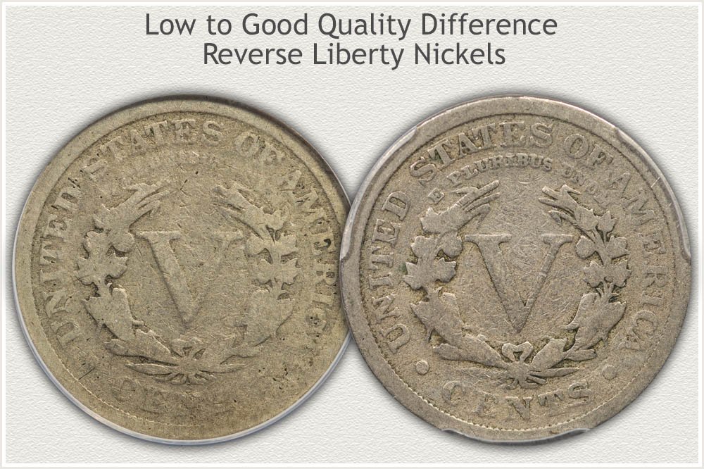 Reverse of a Good Quality Nickel Compared to Low Quality Example