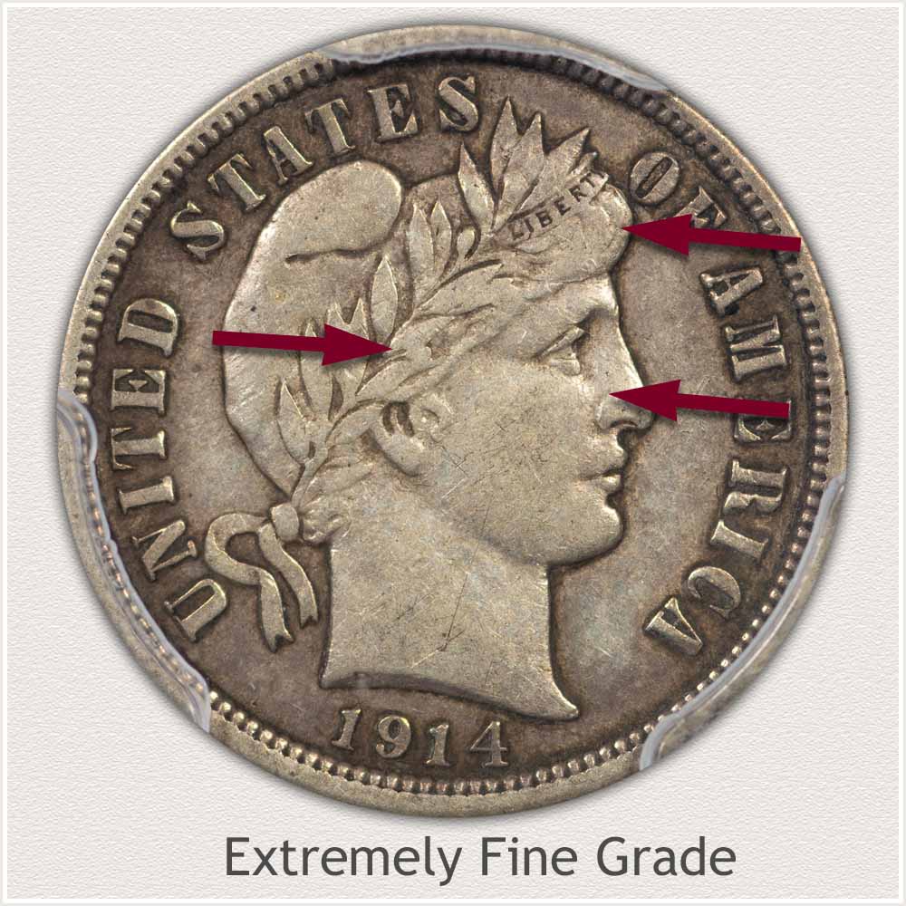 Barber Dime Extremely Fine Grade