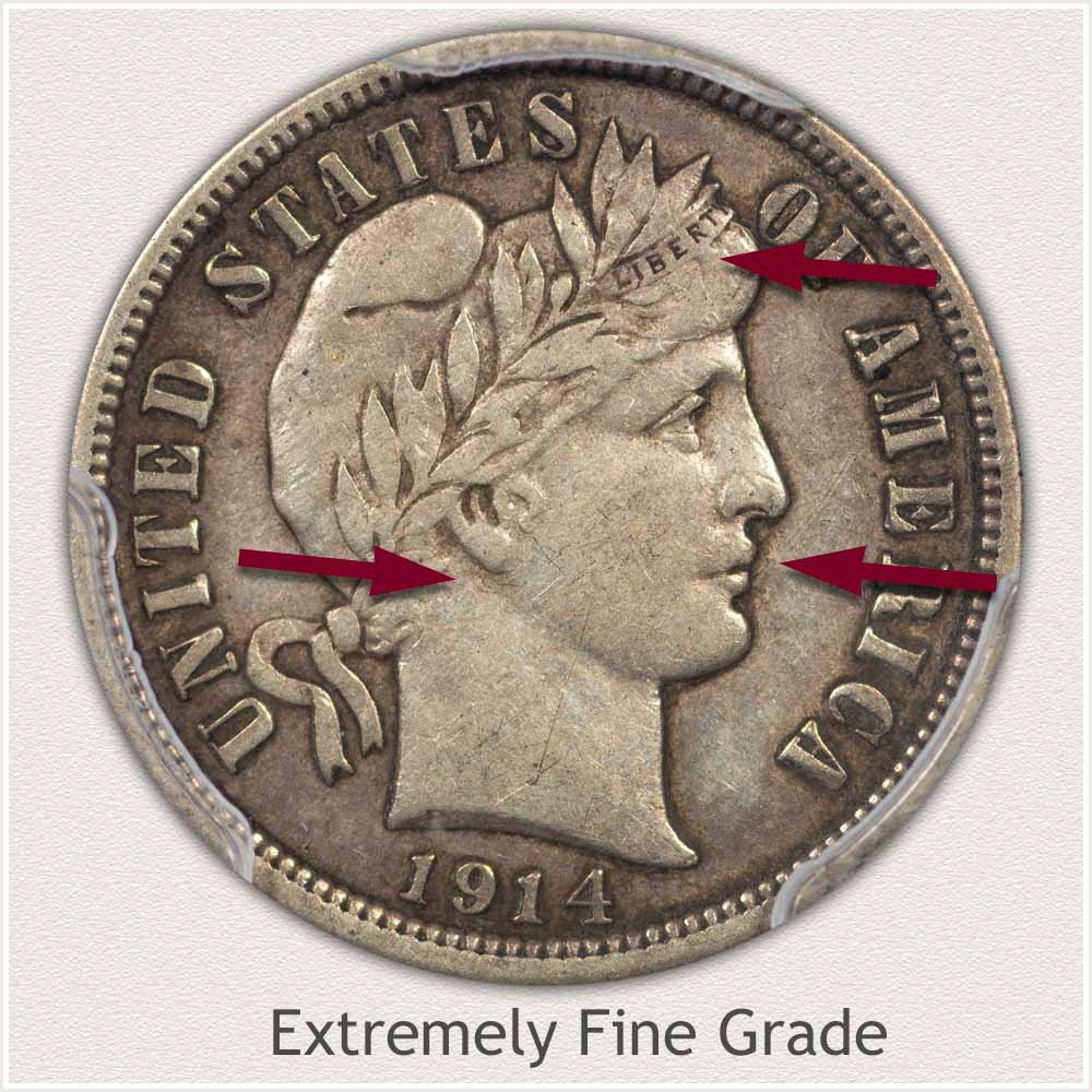 Barber Dime Extremely Fine Grade