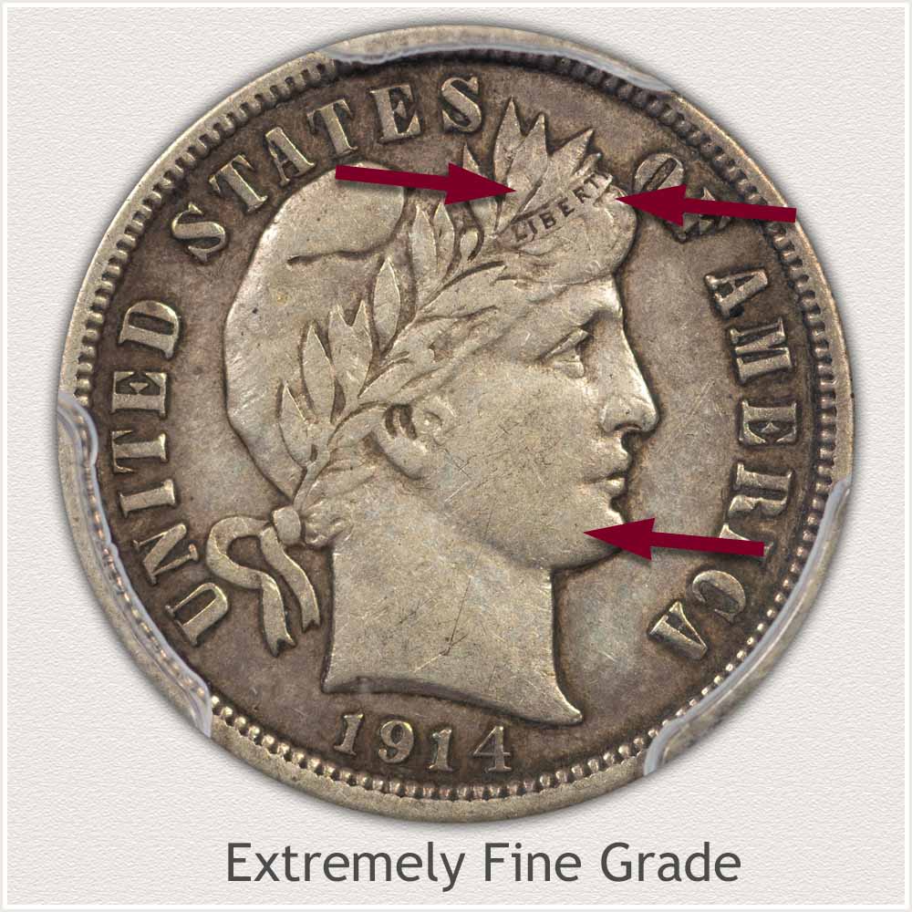 Barber Dime Extremely Fine Grade