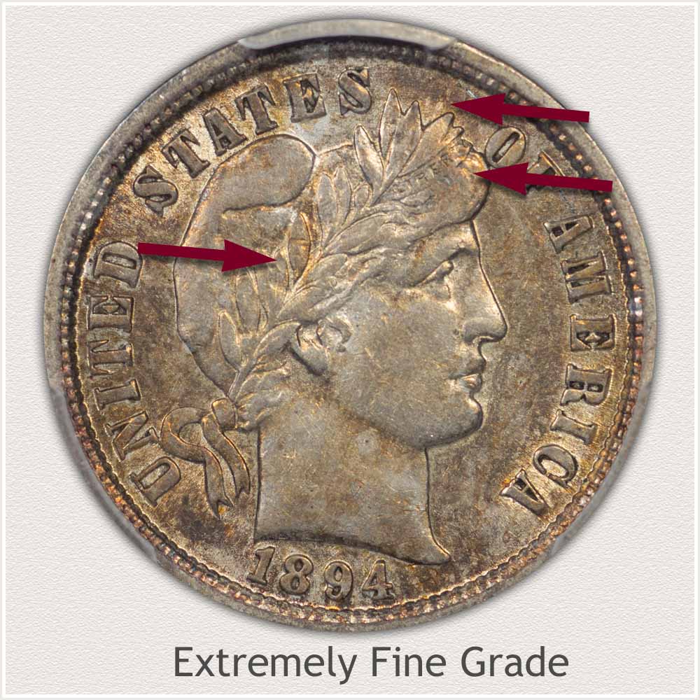 Barber Dime Extremely Fine Grade