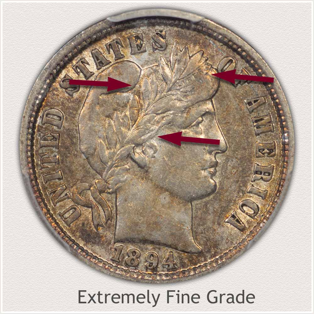 Barber Dime Extremely Fine Grade