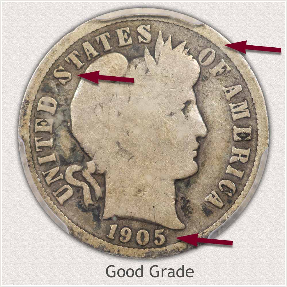 Barber Dime in Good Grade