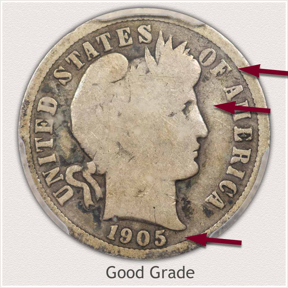 Barber Dime in Good Grade