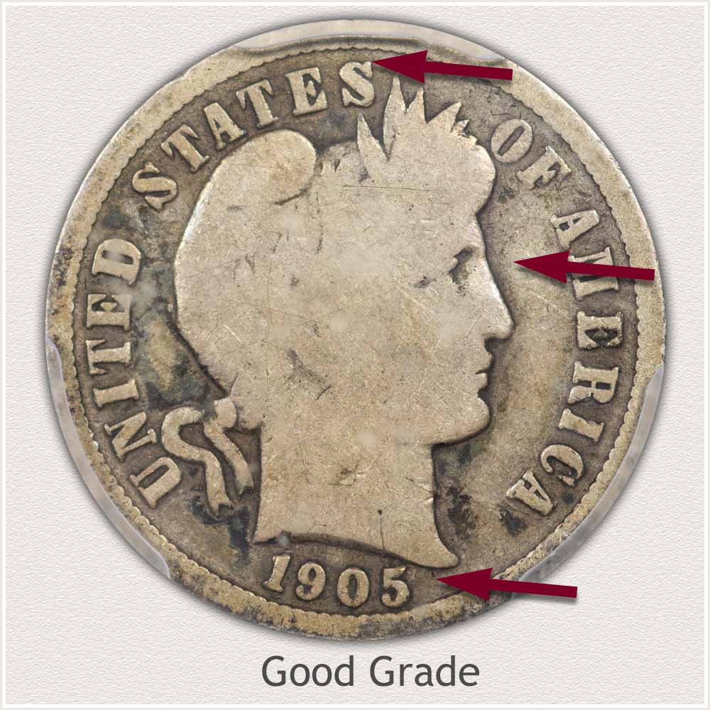 Barber Dime in Good Grade