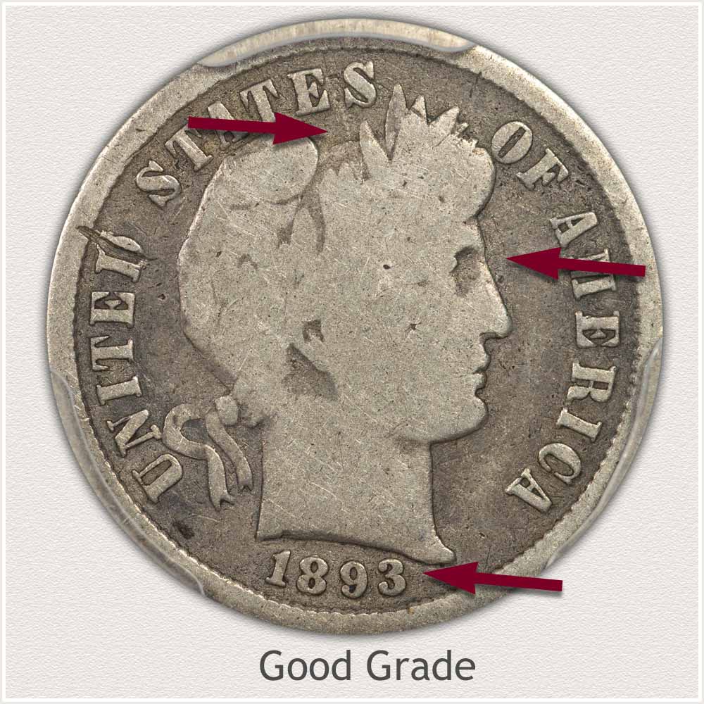 Barber Dime in Good Grade