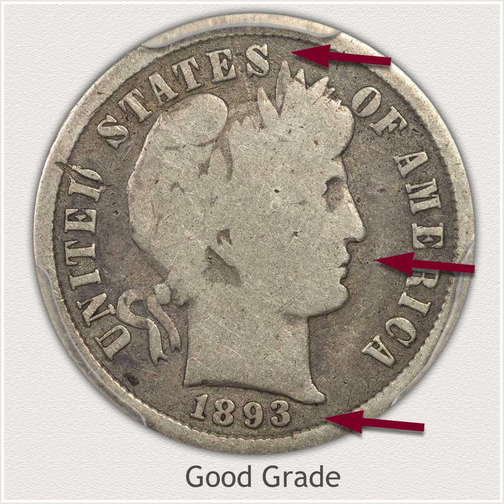 Barber Dime in Good Grade