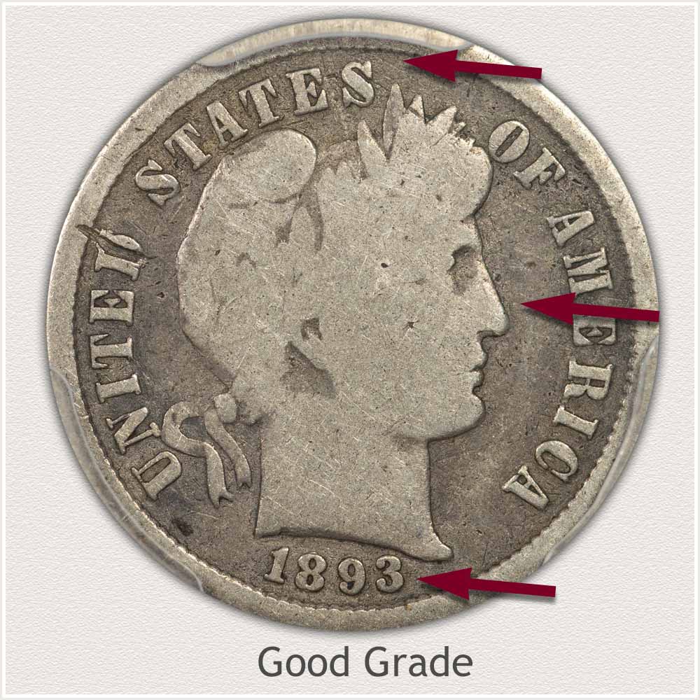 Barber Dime in Good Grade