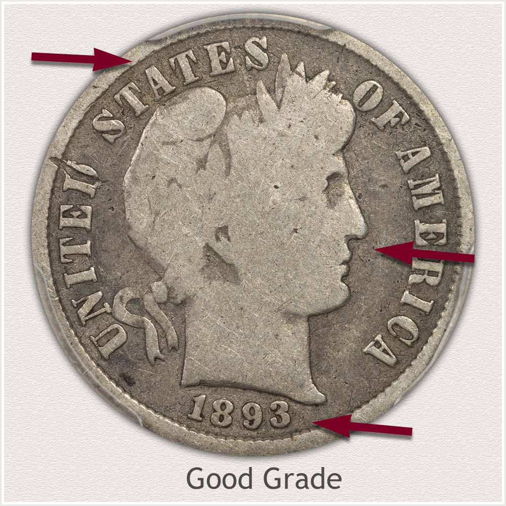 Barber Dime in Good Grade