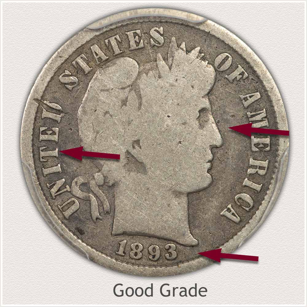 Barber Dime in Good Grade