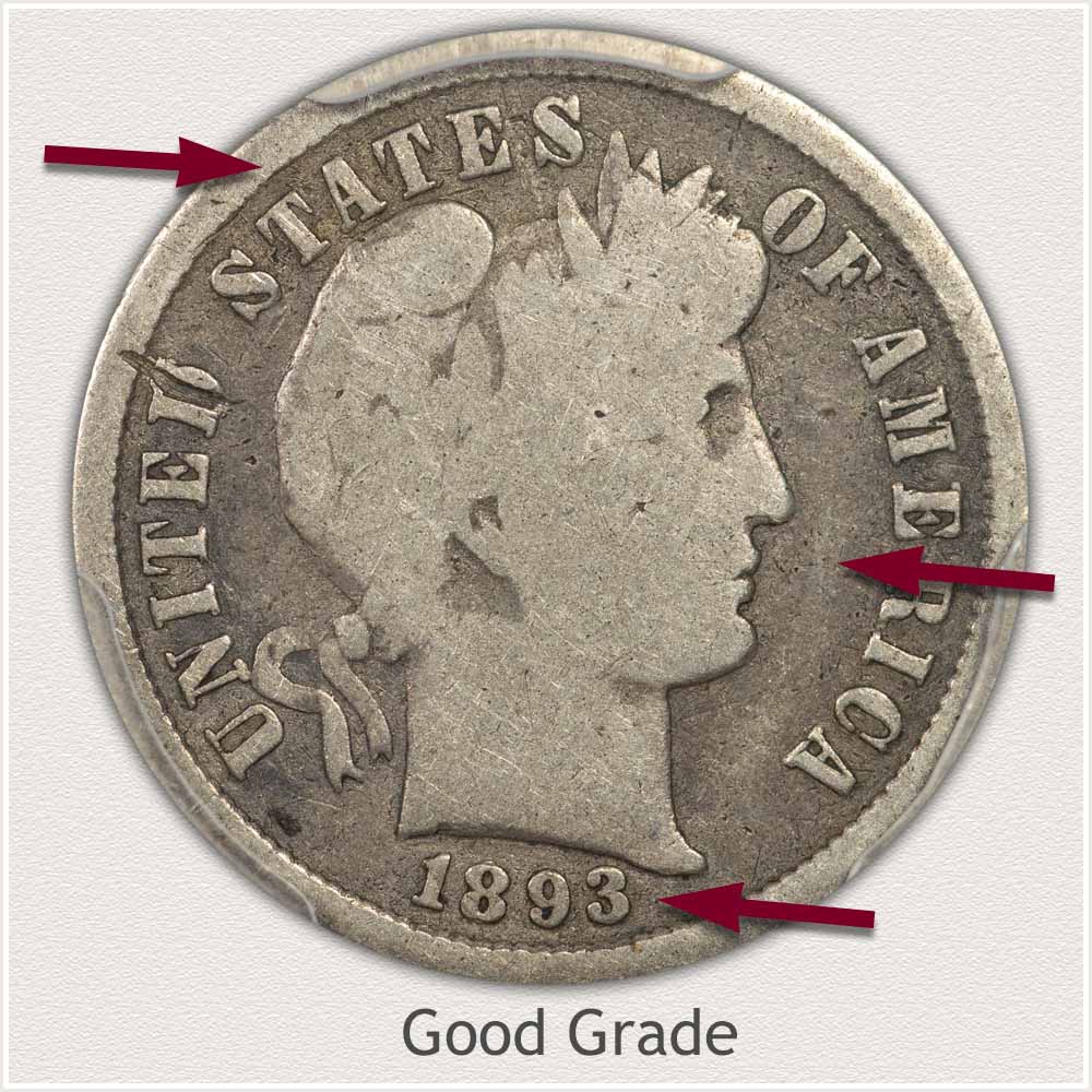 Barber Dime in Good Grade