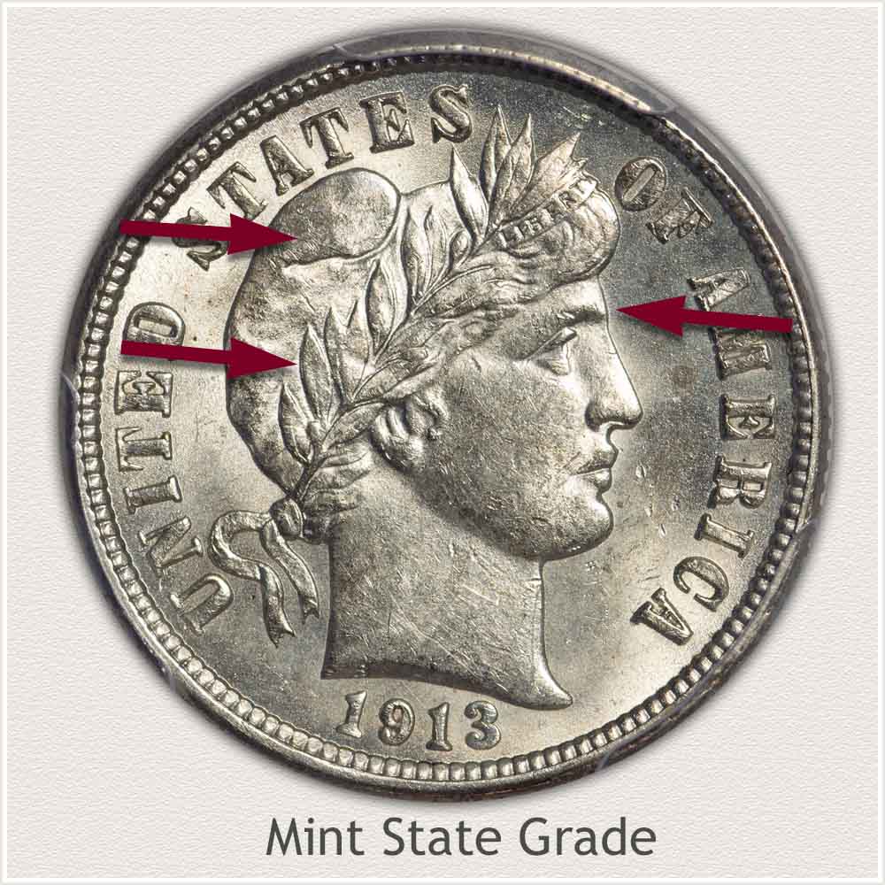 Barber Dime Mint State Grade