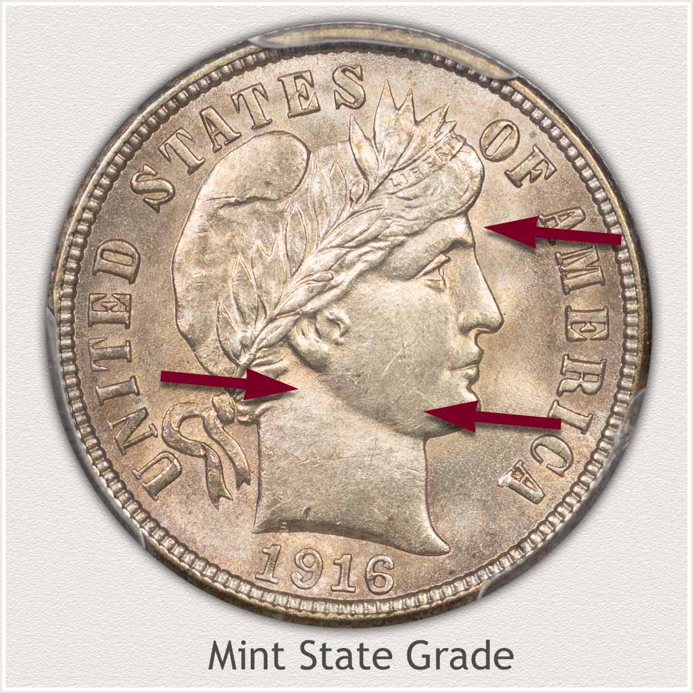 Barber Dime Mint State Grade