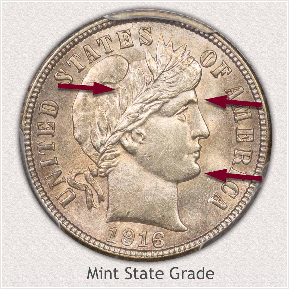 Barber Dime Mint State Grade