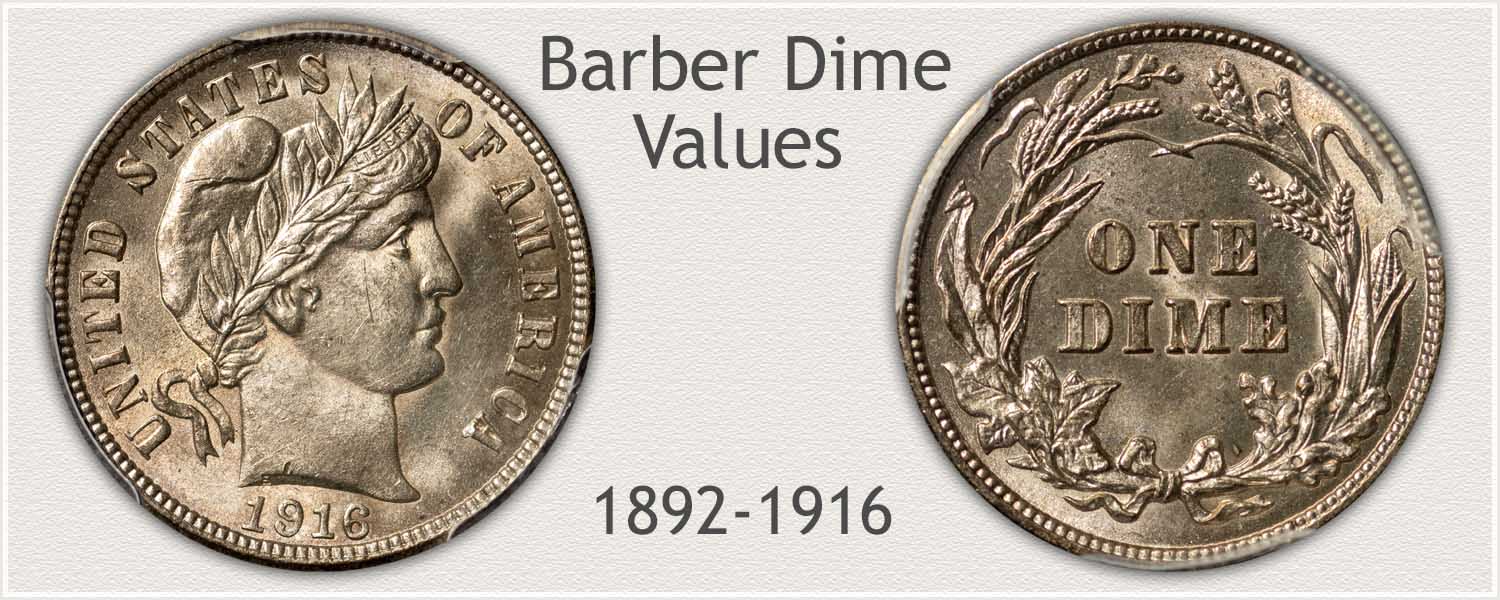 Barber Dime Obverse and Reverse View