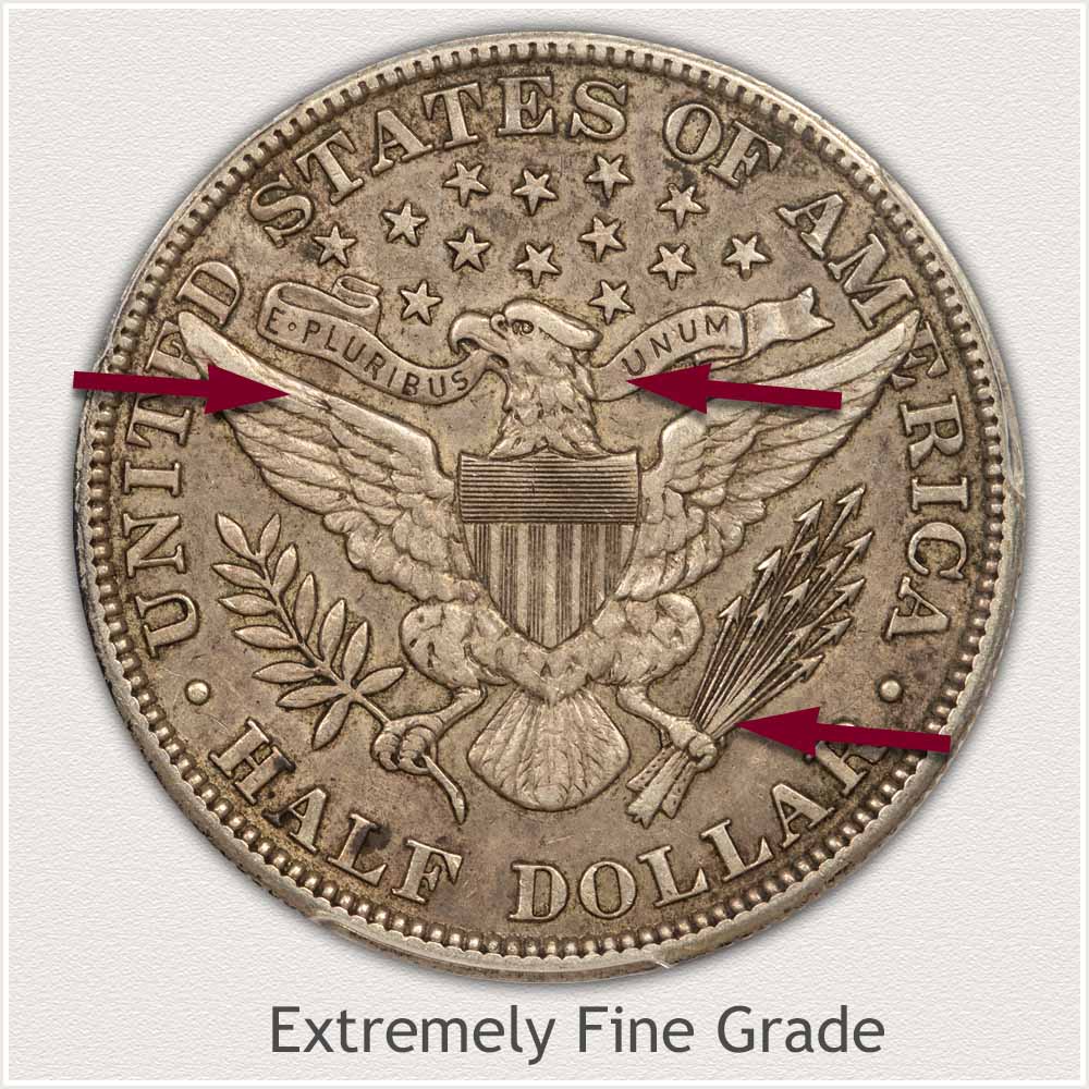 Reverse View: Extremely Fine Grade Barber Half Dollar