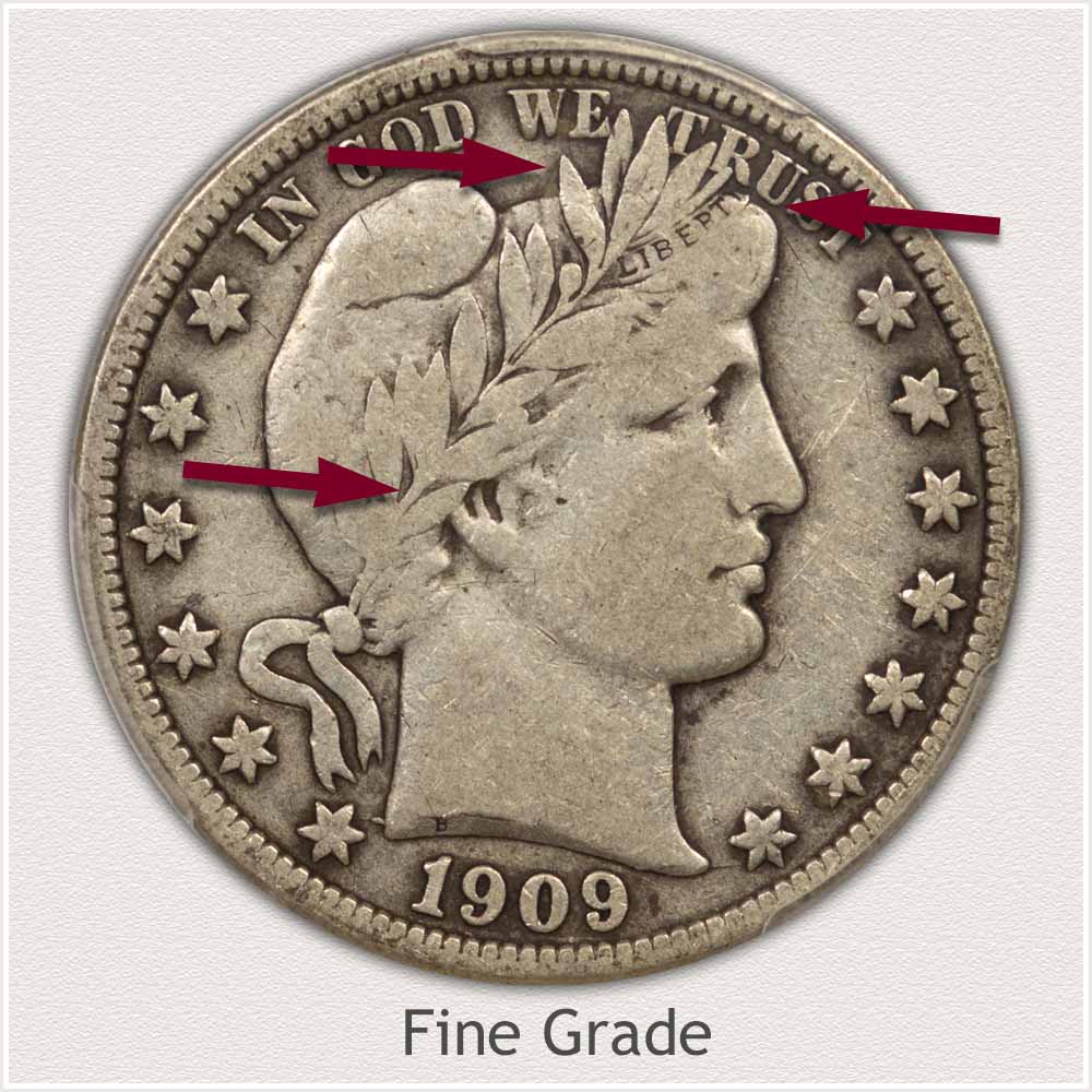 Obverse View: Fine Grade Barber Half Dollar