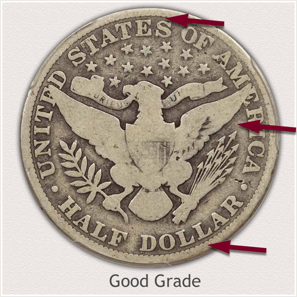 Reverse View: Good Grade Barber Half Dollar