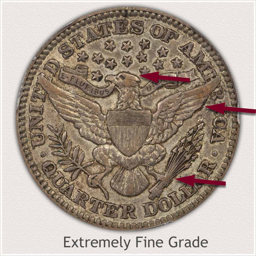 Reverse View: Extremely Fine Grade Barber Quarter