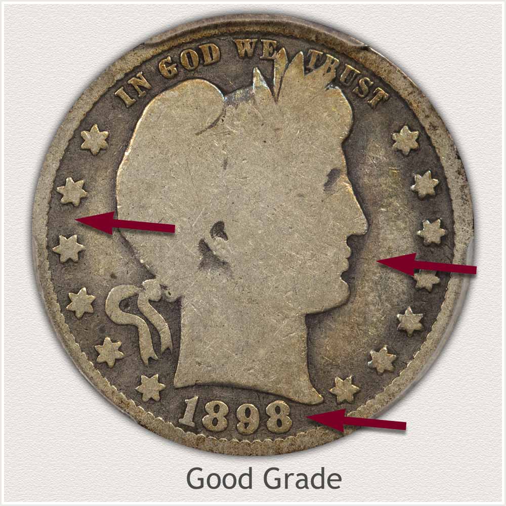 Obverse View: Good Grade Barber Quarter