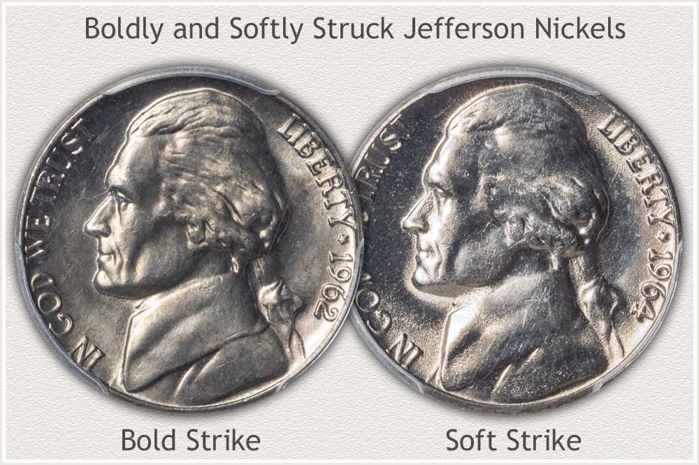 Bold and Soft Struck Jefferson Nickels