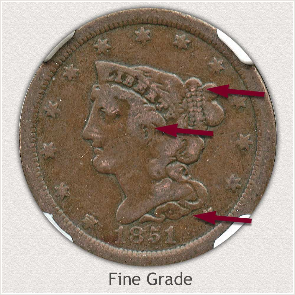 Obverse View: Fine Grade Braided Hair Half Cent