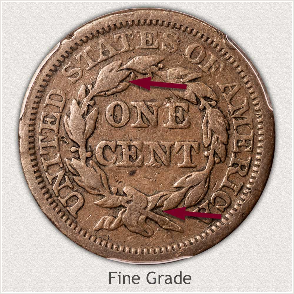 Reverse View: Braided Hair Large Cent in Fine Grade 