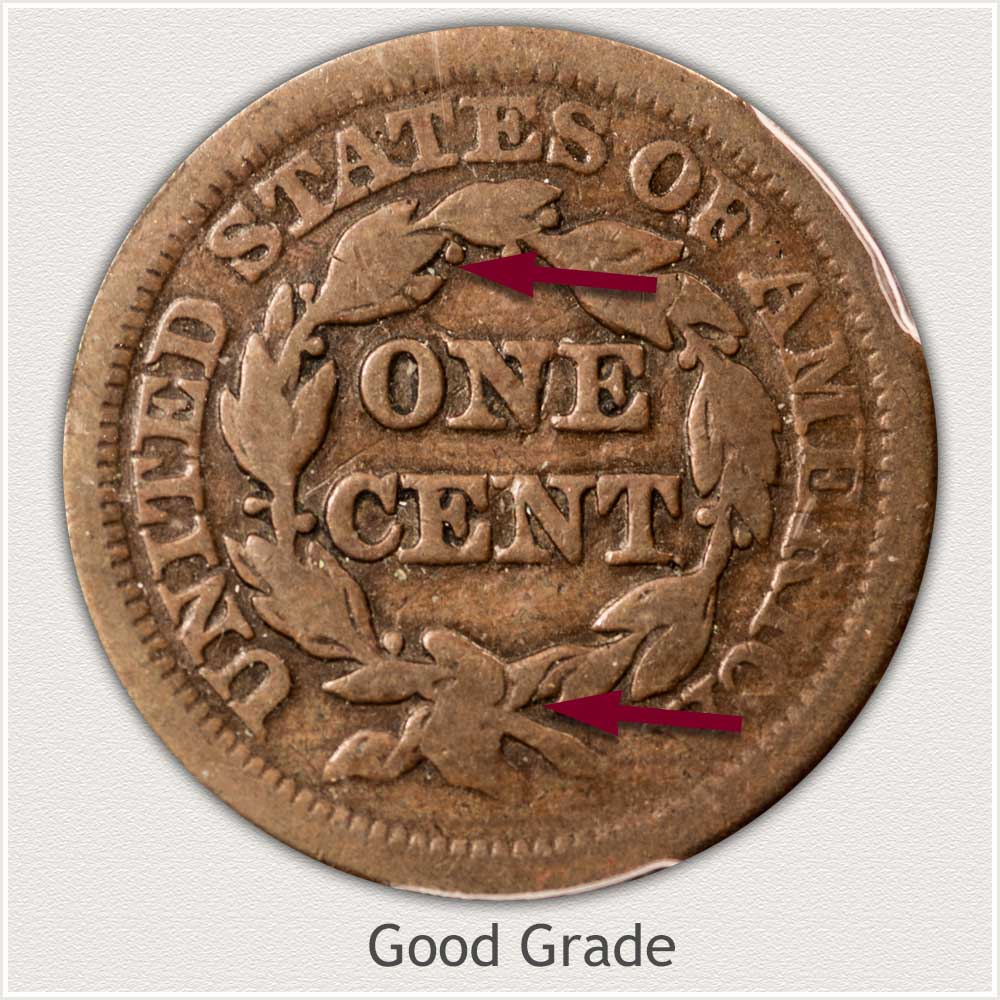 Reverse View: Braided Hair Large Cent in Good Grade