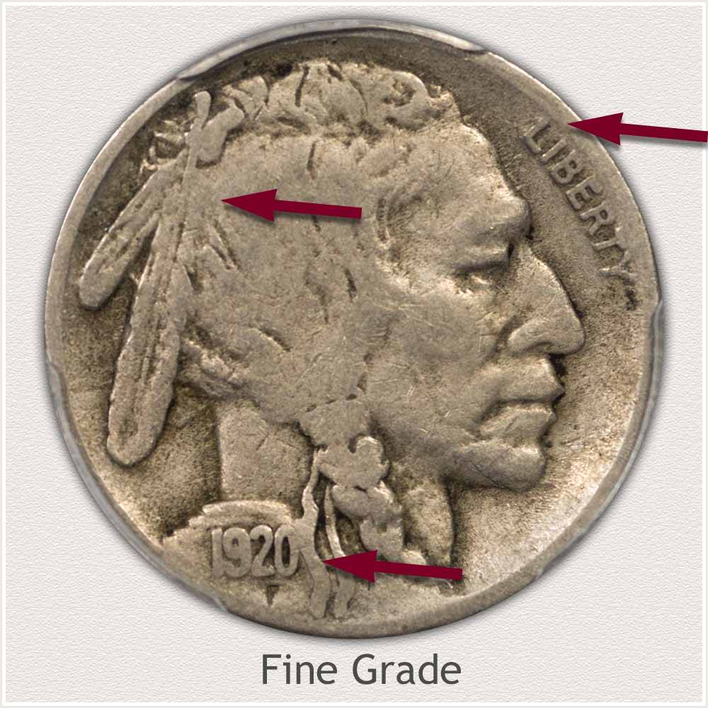 1/2 Buffalo Horn FINE Condition FULL 4-Digit Date 1928-P Buffalo Nickel
